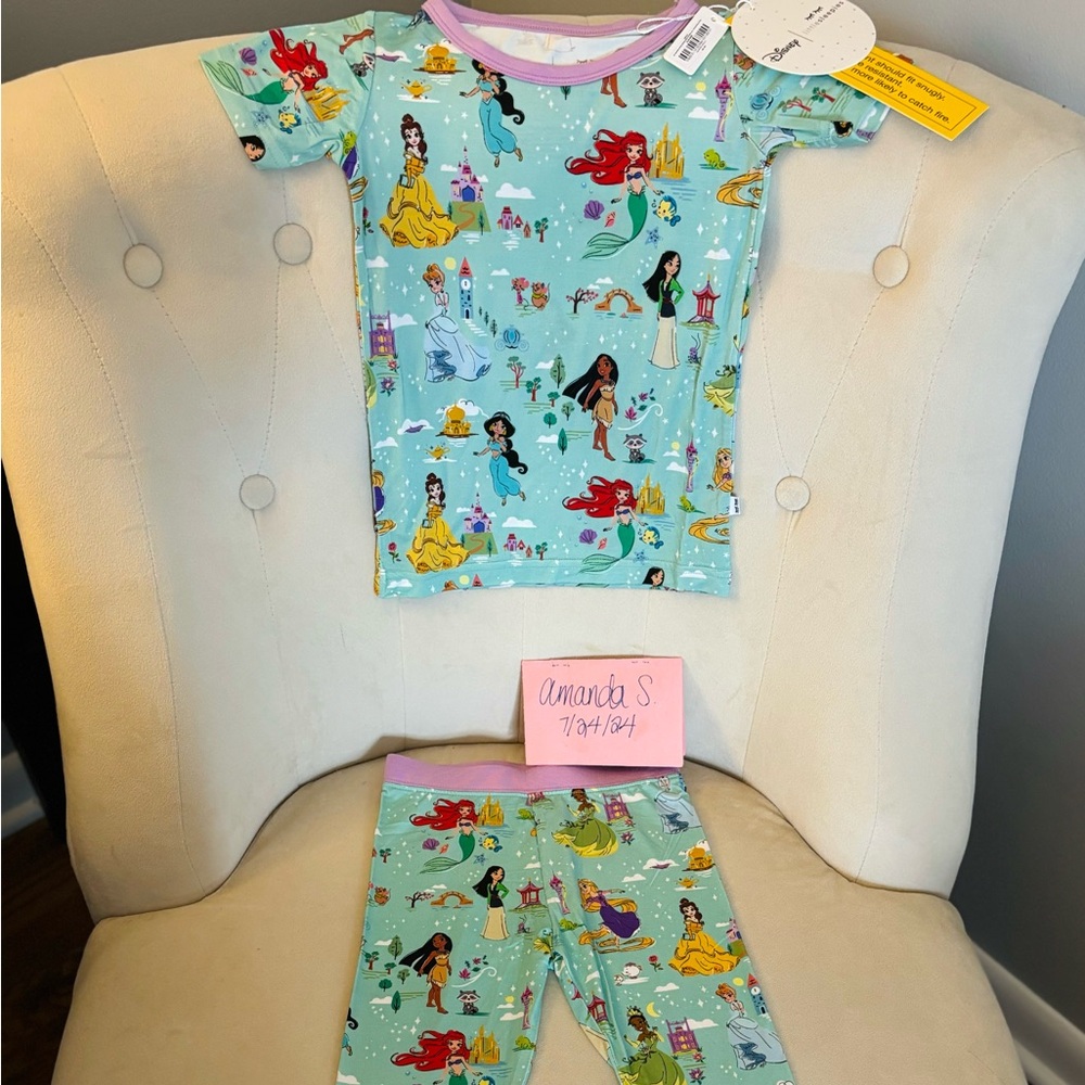Little Sleepies Disney Princess Dreams two-piece short sleeve pajama set